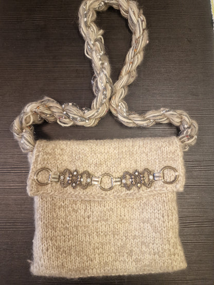 Liten strikket veske(Beige)